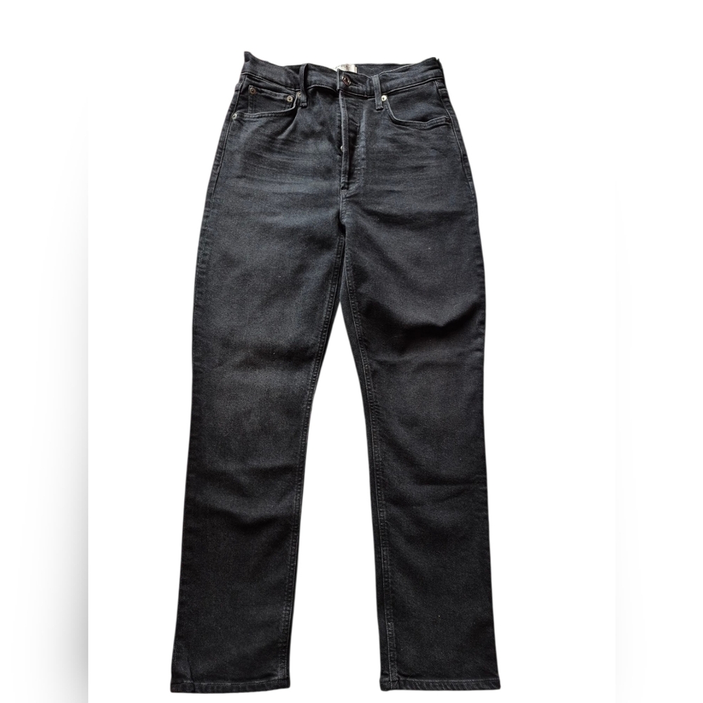 Agolde Black Straight-Leg Jeans High-Rise